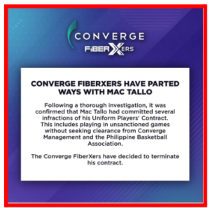  Converge FiberXers Part Ways with Mac Tallo After Unsactioned Games